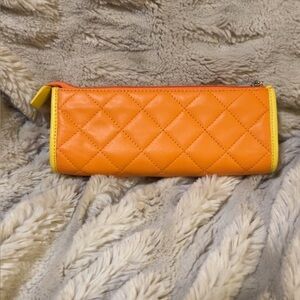 Talbots | Orange Quilted Women's Clutch Pouch Cosmetic Bag | Bag